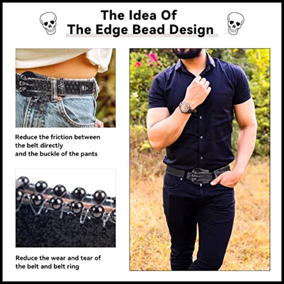 Rhinestone Studded Skull Belt Western Luxury Fashion Cowboy Bling Strap main image 5